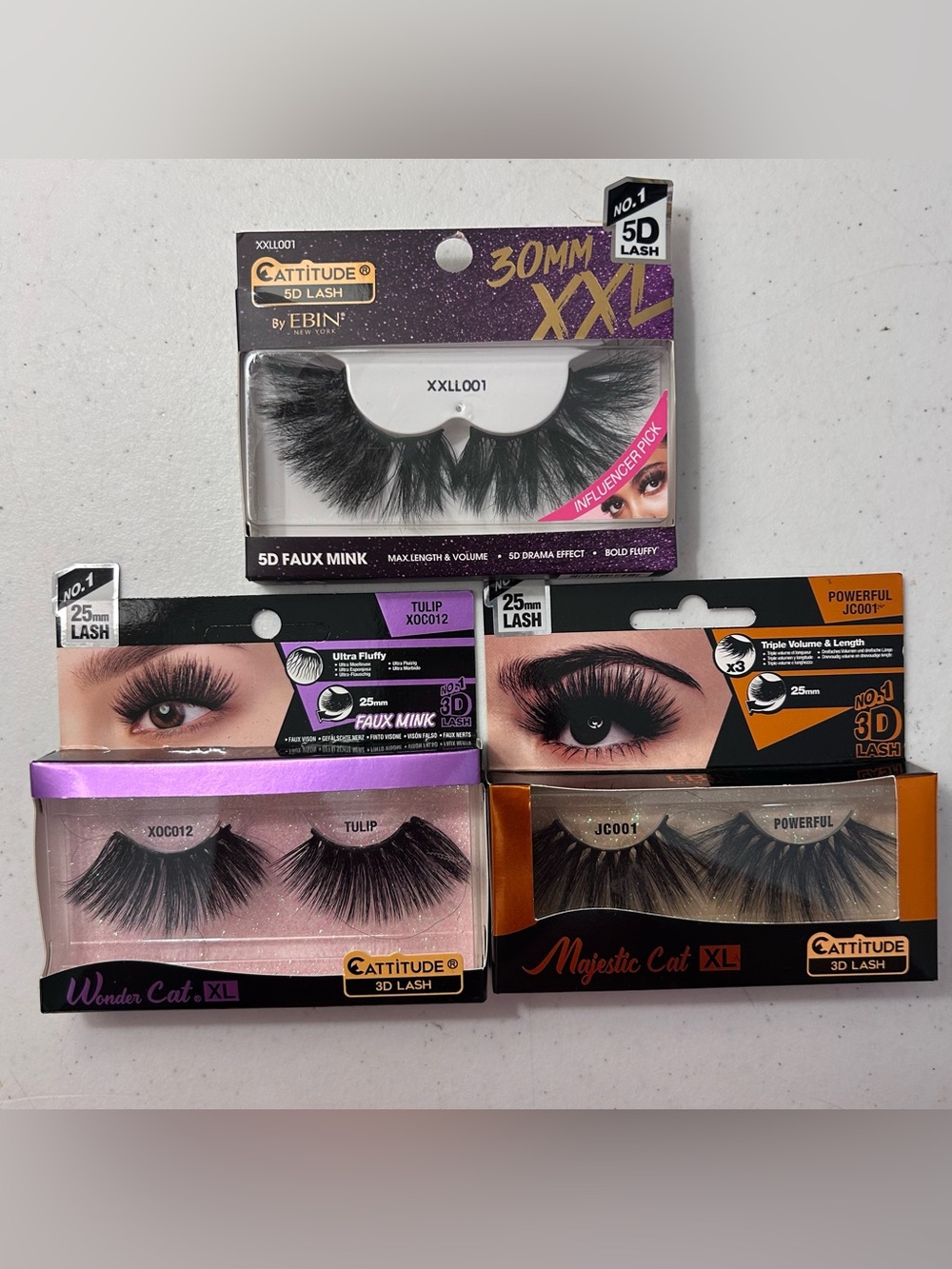 Assorted False Eyelash Lot - Black 3D Lash: Influencer pack 30MM Faux Mink